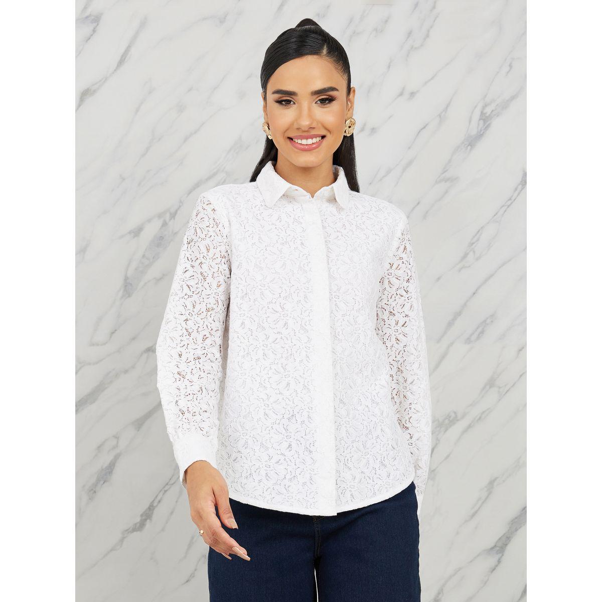 Styli Floral Lace Sleeves Regular Fit Shirt-women-clothing-shirtsandblouses-shirts-image-1