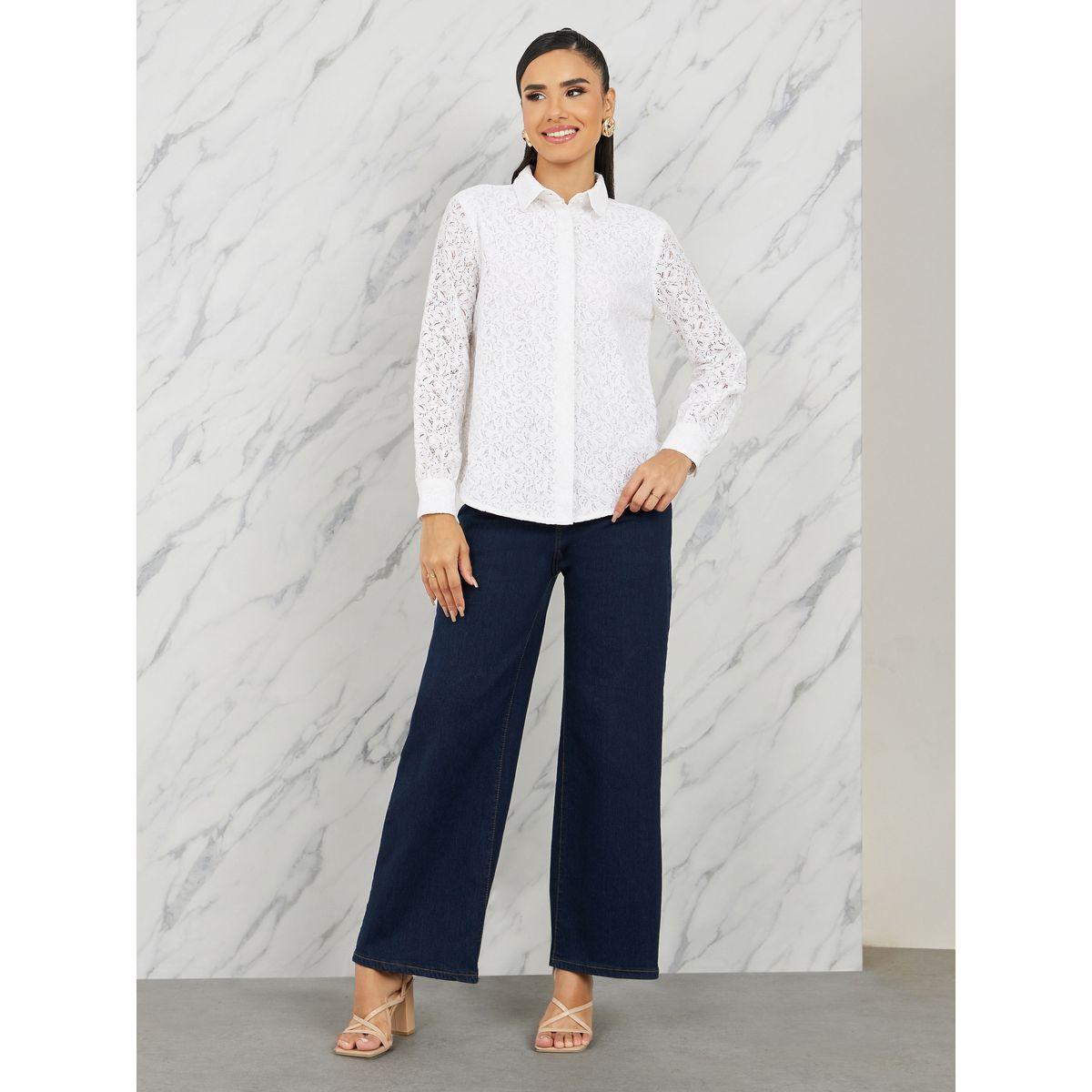 Styli Floral Lace Sleeves Regular Fit Shirt-women-clothing-shirtsandblouses-shirts-image-2