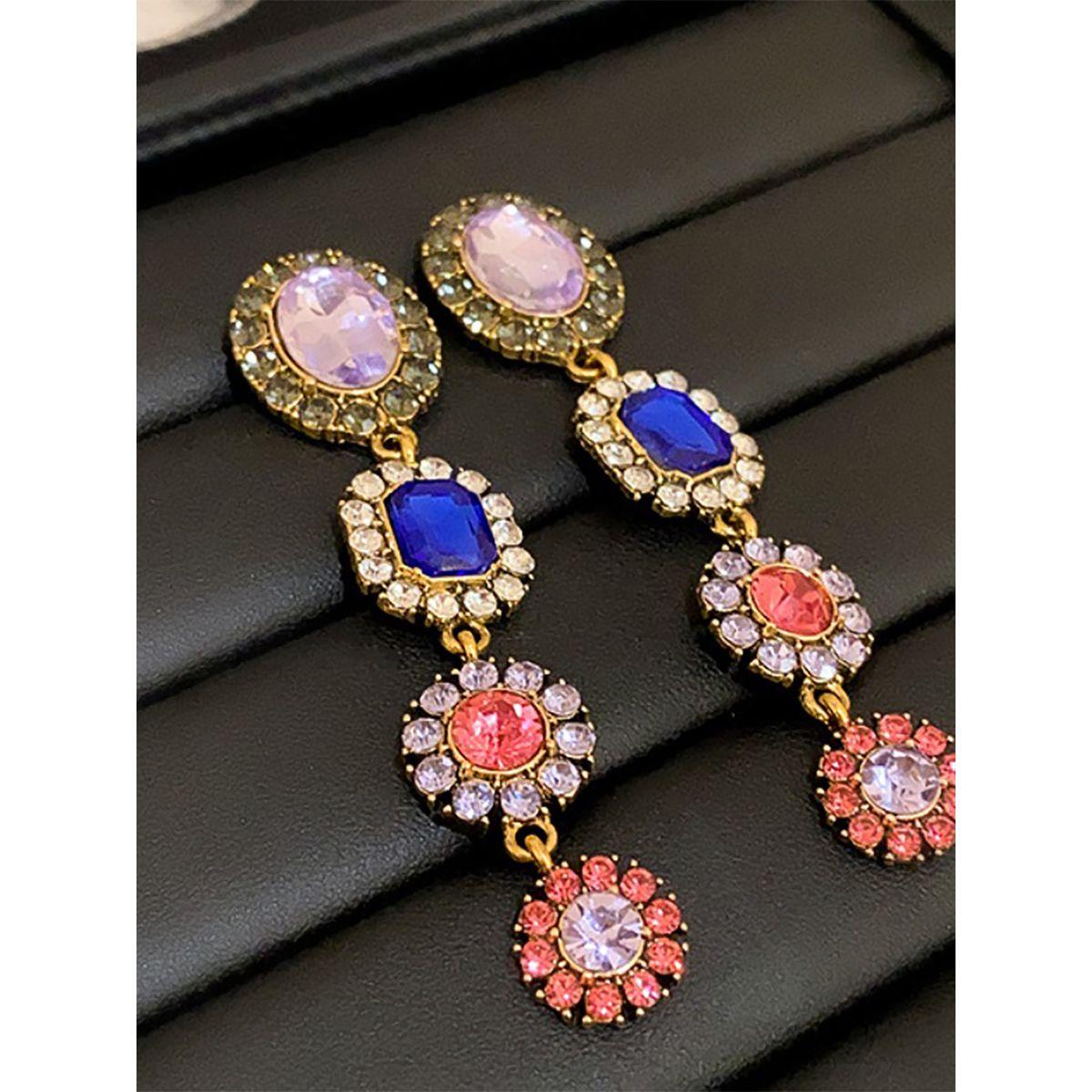 Styli Embellished Faux Crystal Earrings-women-watchesandjewellery-jewellery-earrings-image-5