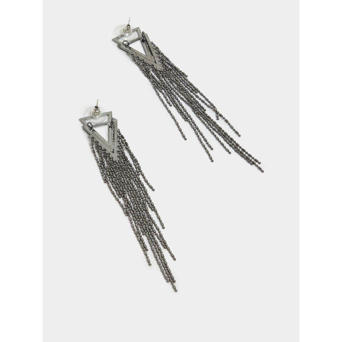 Styli Triangle Tassel Drop Earrings-women-watchesandjewellery-jewellery-earrings-image-3