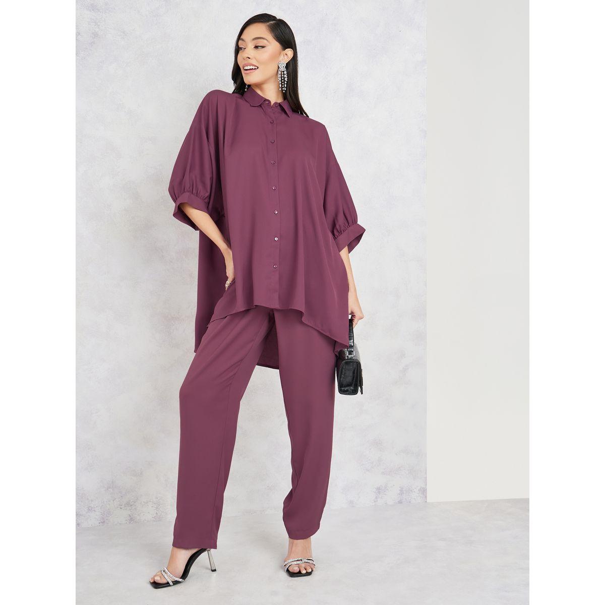 Styli Oversized Dropped Shoulder Shirt with Button Closure-women-clothing-shirtsandblouses-shirts-image-2