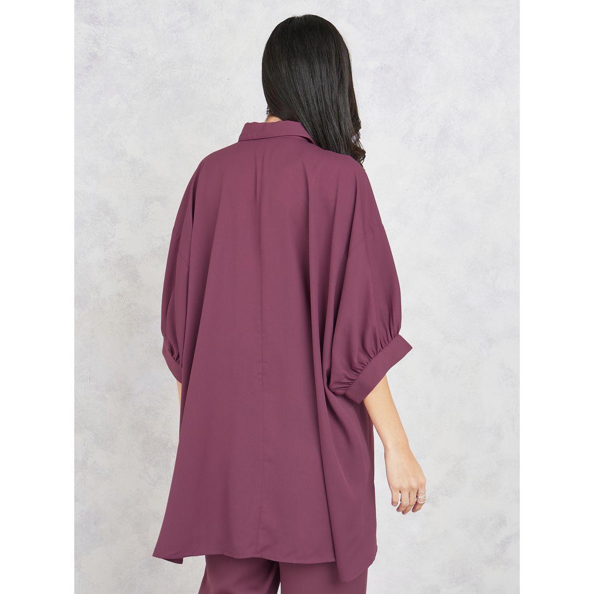Styli Oversized Dropped Shoulder Shirt with Button Closure-women-clothing-shirtsandblouses-shirts-image-4