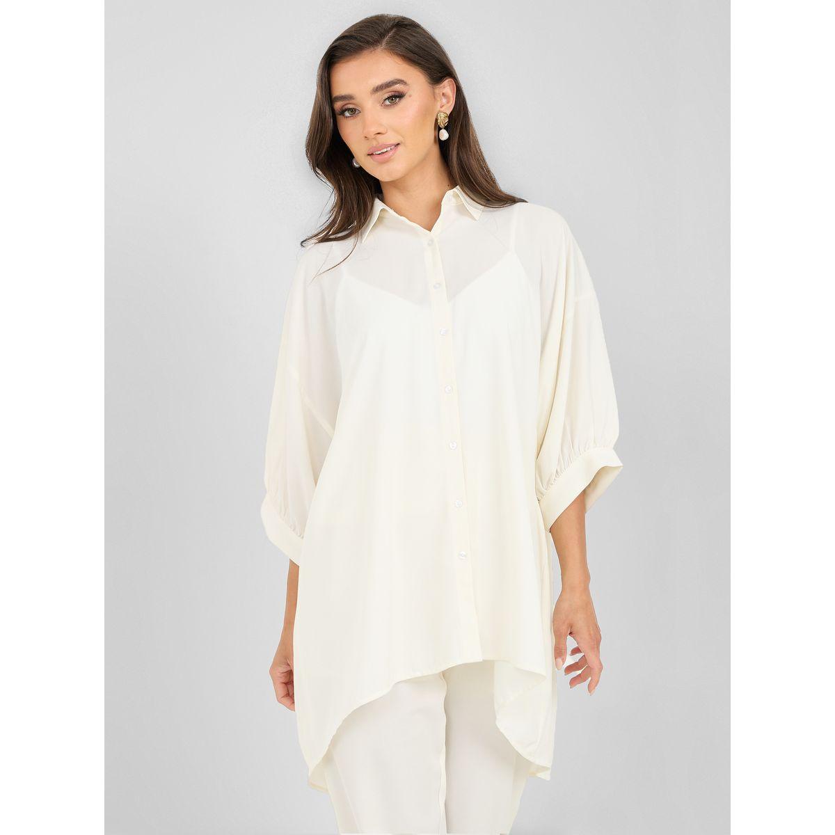 Styli  Oversized Drop Shoulder High Low Hem Longline Shirt-women-clothing-shirtsandblouses-shirts-image-1