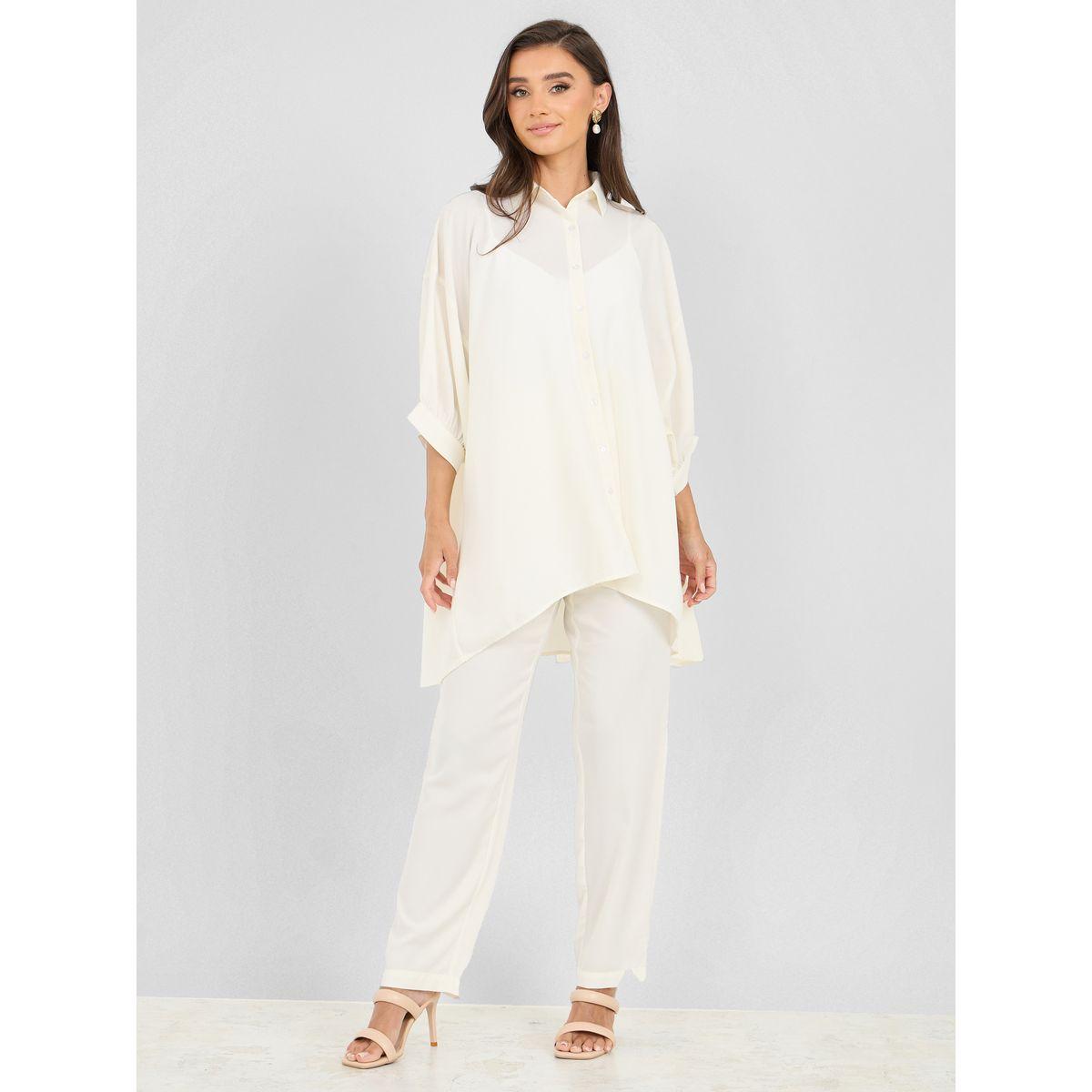 Styli  Oversized Drop Shoulder High Low Hem Longline Shirt-women-clothing-shirtsandblouses-shirts-image-2