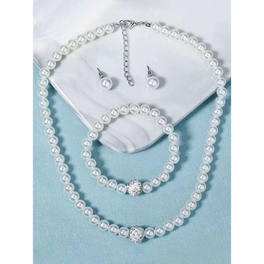 Styli Faux Pearl Earrings, Bracelet & Necklace Jewelry Set-women-watchesandjewellery-jewellery-jewellerysets-image-1