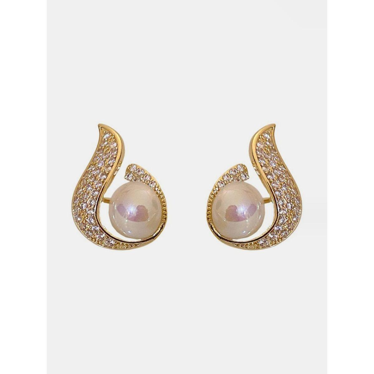 Styli Embellished Faux Pearl Earrings-women-watchesandjewellery-jewellery-earrings-image-1