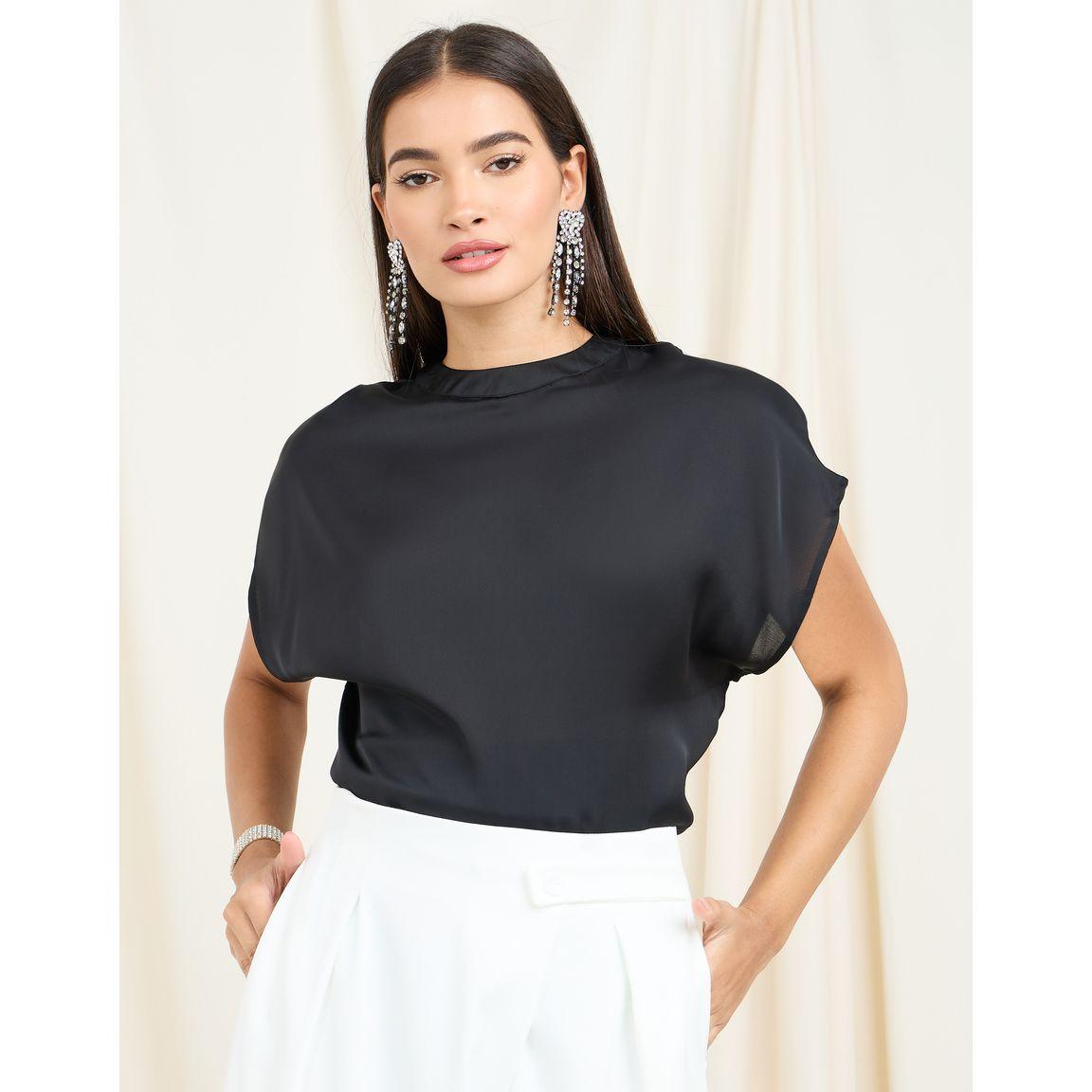 Styli Oversized Solid Batwing Sleeve Satin Blouse-women-clothing-shirtsandblouses-blouses-image-1