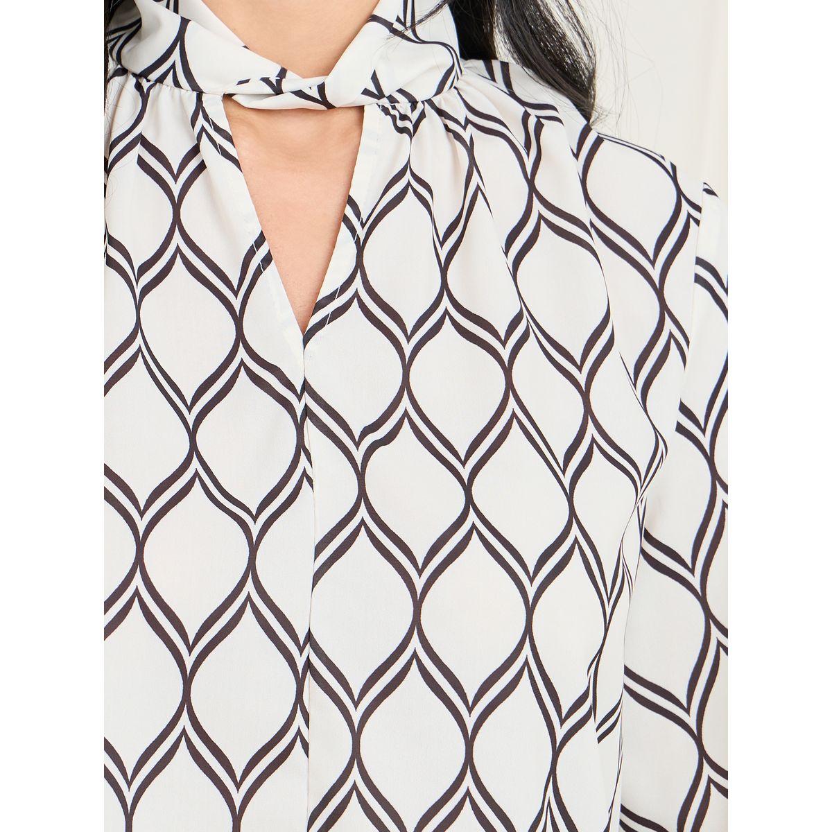 Styli Geo Print Keyhole Neck Blouse-women-clothing-shirtsandblouses-blouses-image-4