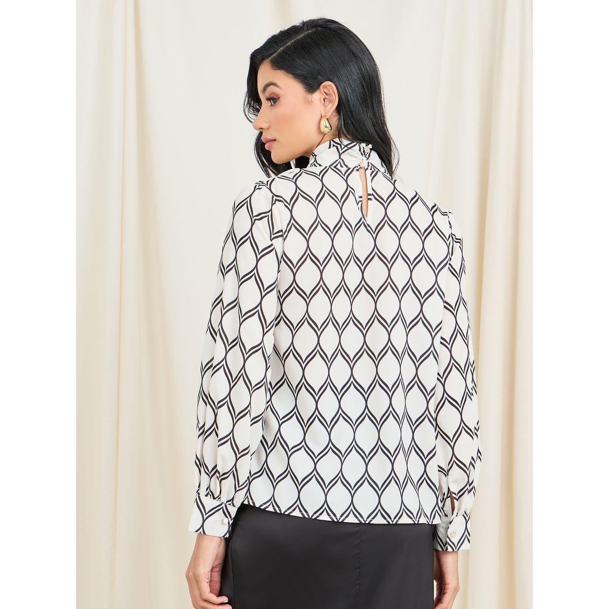 Styli Geo Print Keyhole Neck Blouse-women-clothing-shirtsandblouses-blouses-image-5