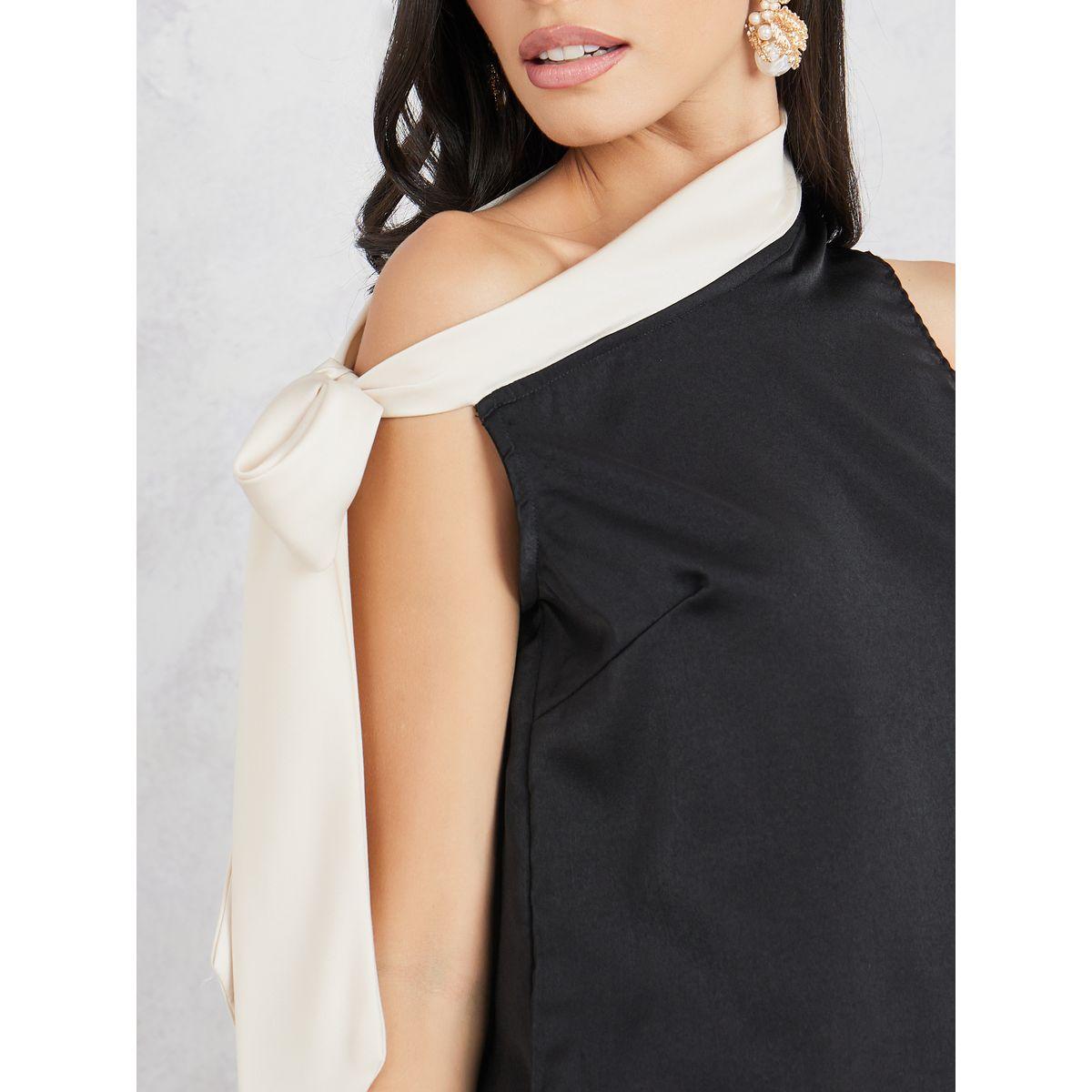Styli Asymmetric Neck Sleeveless Blouse with Tie Detail-women-clothing-shirtsandblouses-blouses-image-4