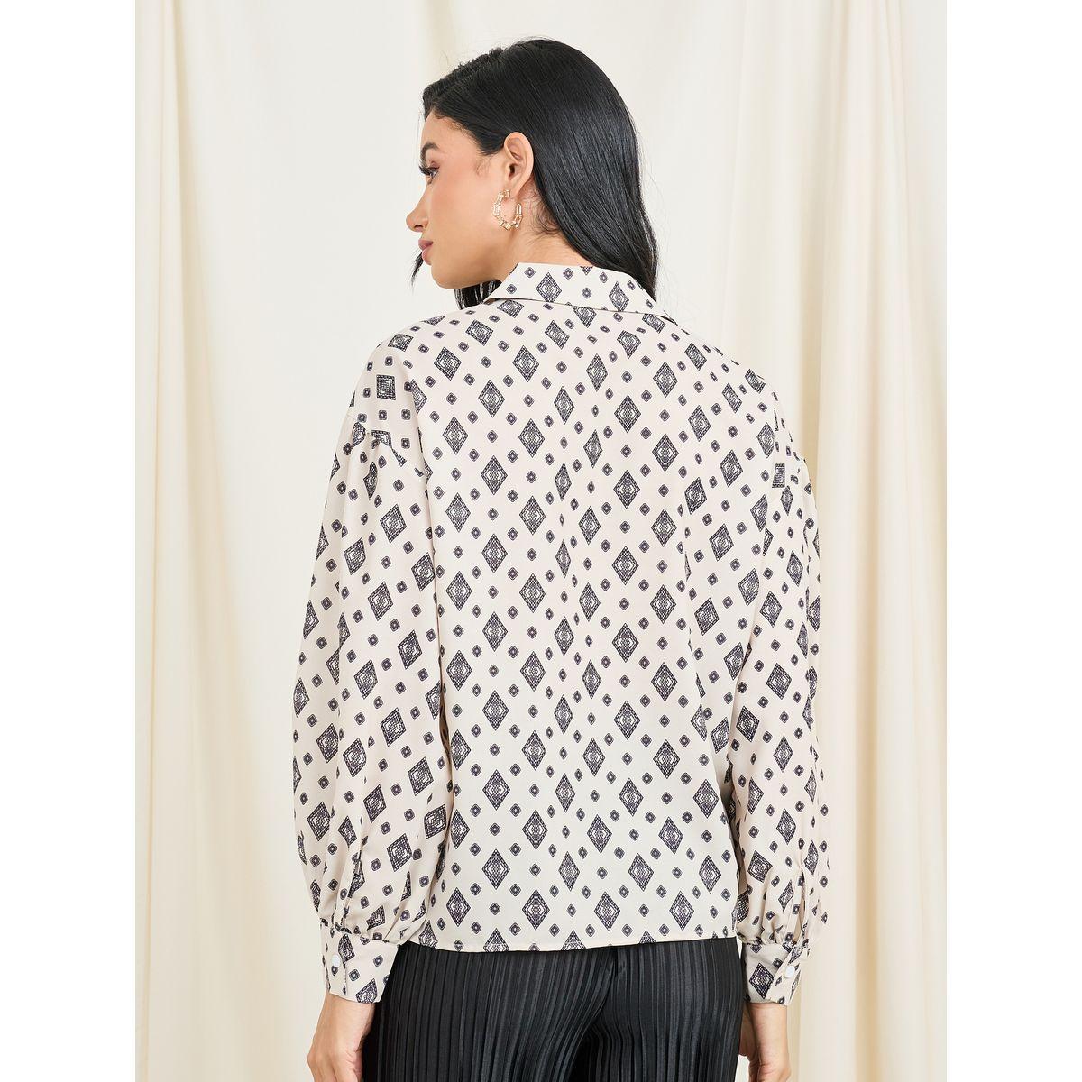 Styli Geo Print Revere Collar Pocket Detail Shirt-women-clothing-shirtsandblouses-shirts-image-5
