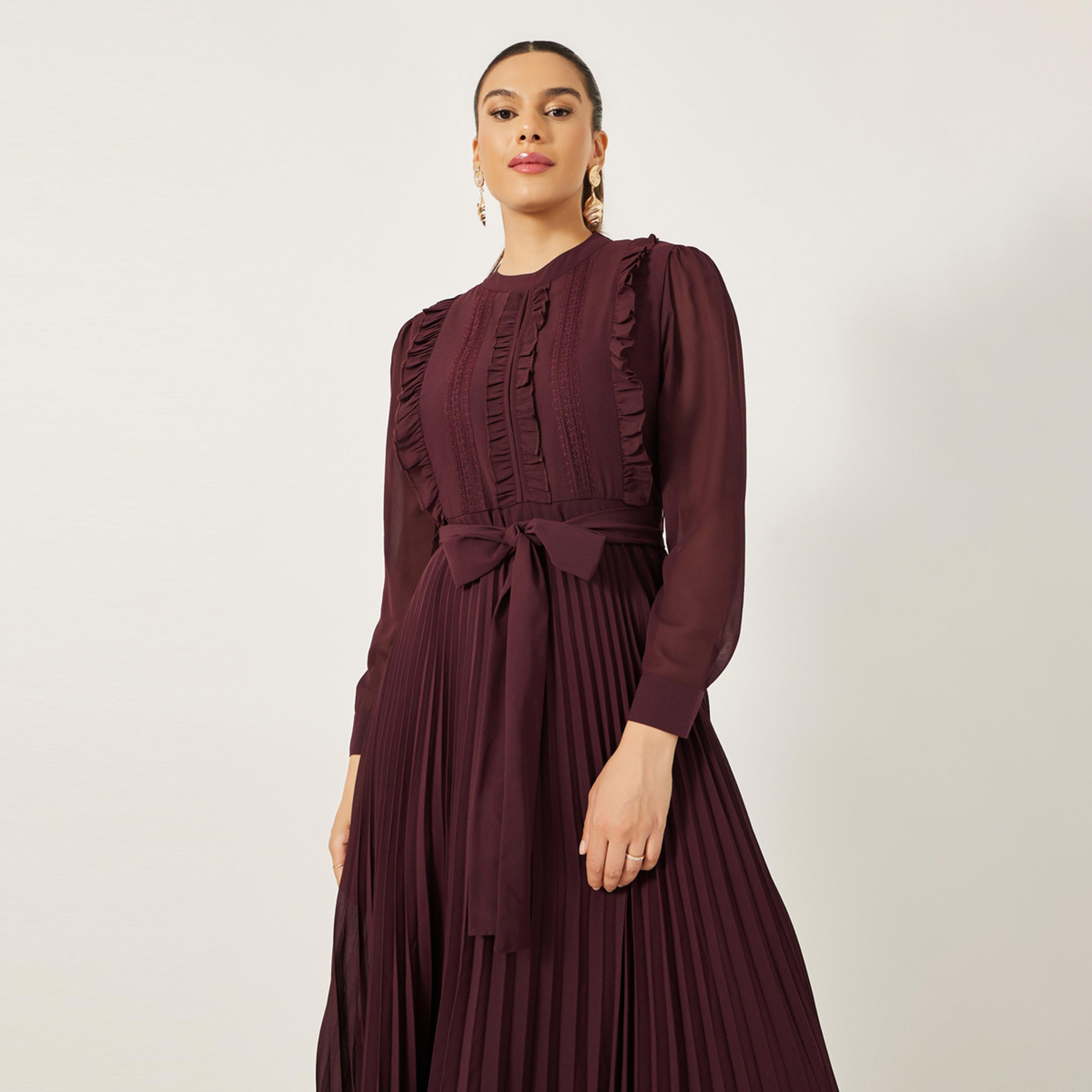 Styli Plain Long Sleeves A-Line Maxi Dress-women-clothing-dresses-image-4