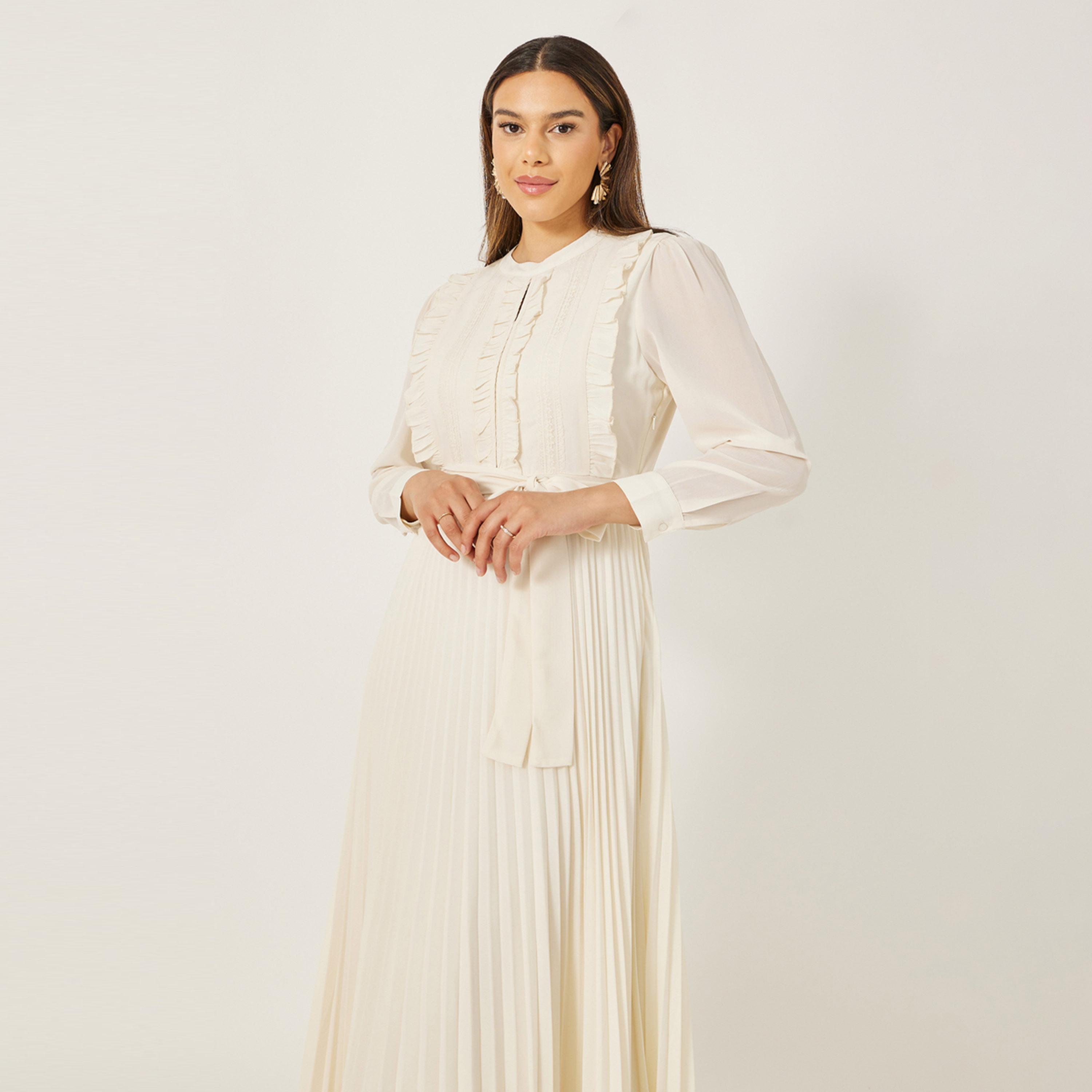 Styli Plain Long Sleeves A-Line Maxi Dress-women-clothing-dresses-image-3