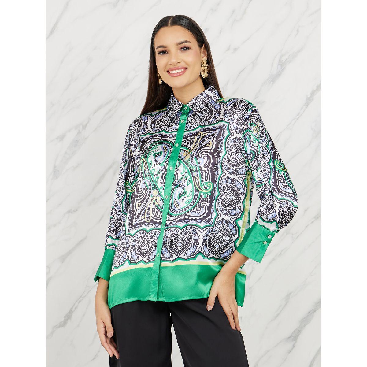 Styli Satin Oversized Paisley Print Shirt-women-clothing-shirtsandblouses-shirts-image-1