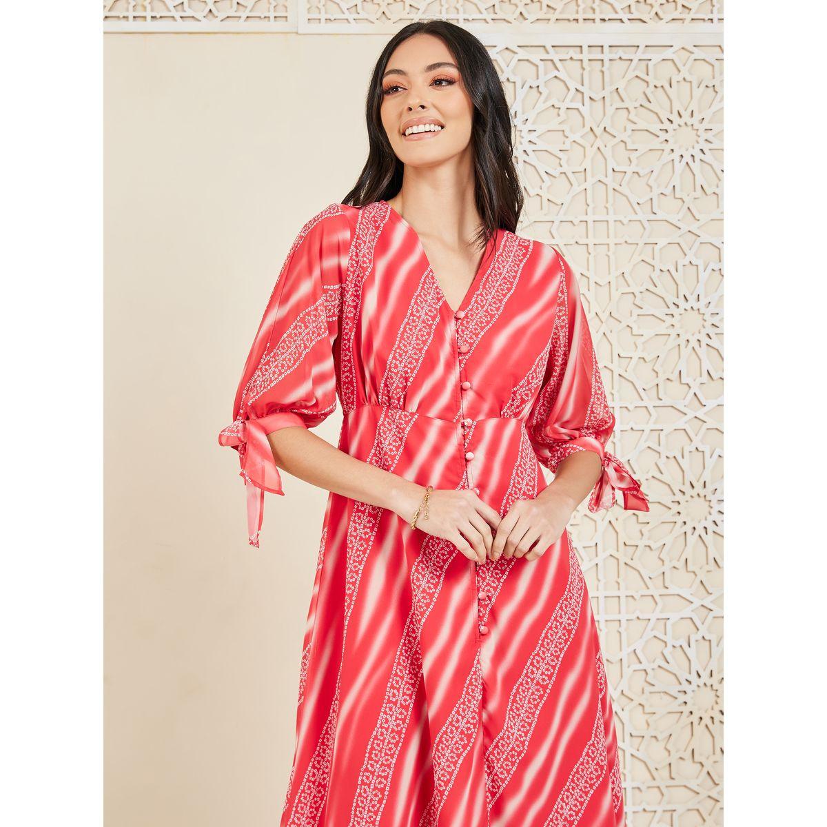 فستان طويل مطبع بالكامل مع أزرار غلق-women-clothing-dresses-image-2