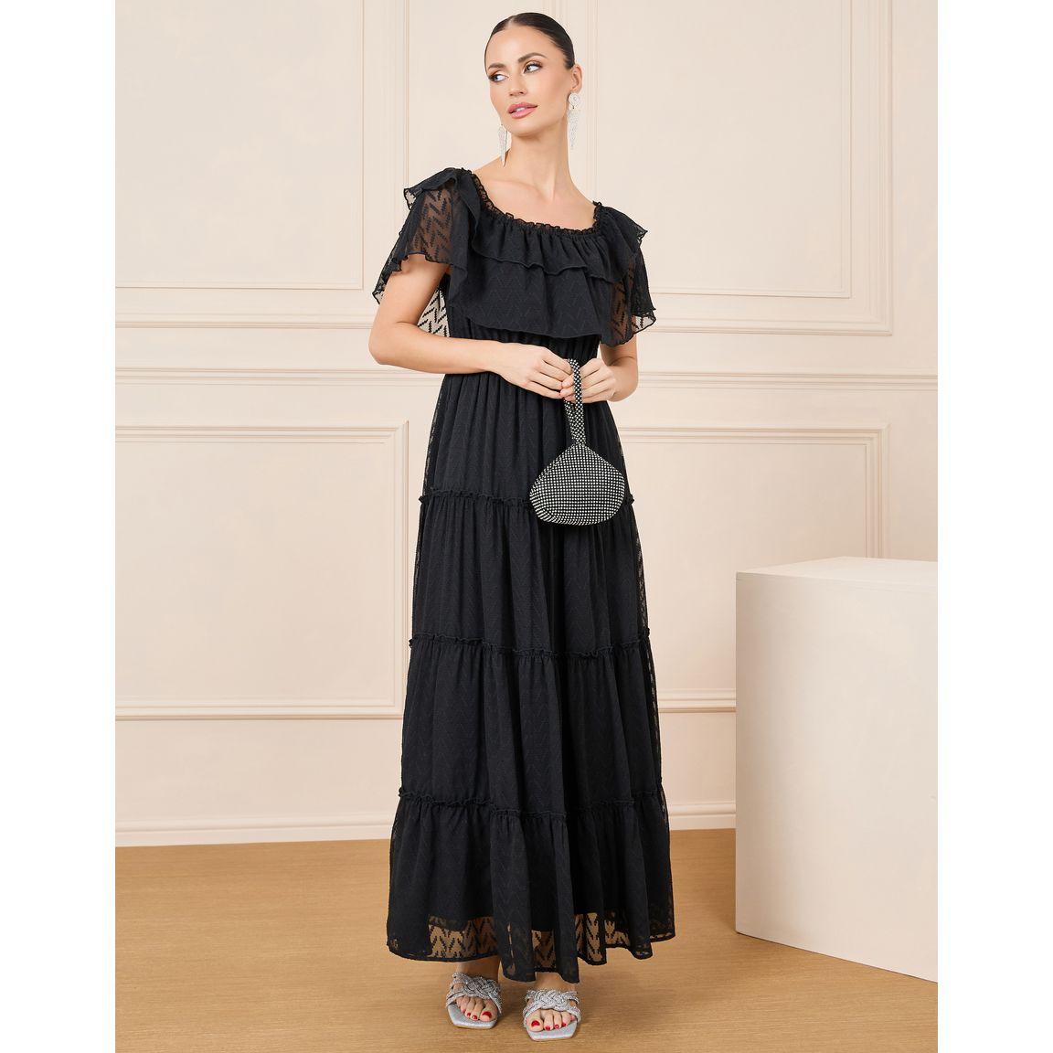Styli Dobby Zigzag Texture Layer Detail Tiered Maxi Dress-women-clothing-dresses-image-1