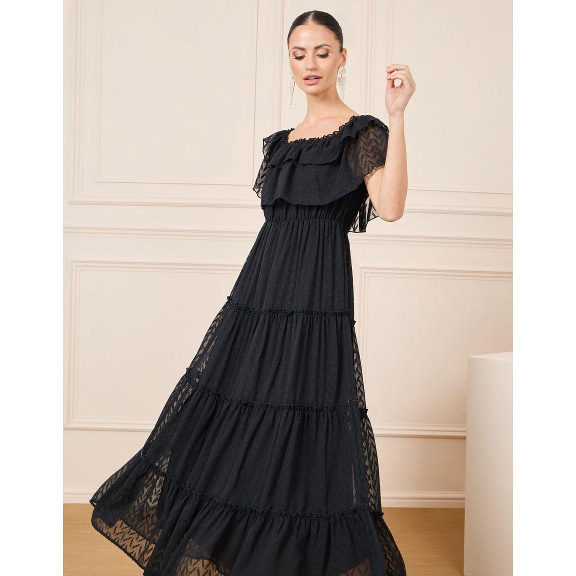 Styli Dobby Zigzag Texture Layer Detail Tiered Maxi Dress-women-clothing-dresses-image-2