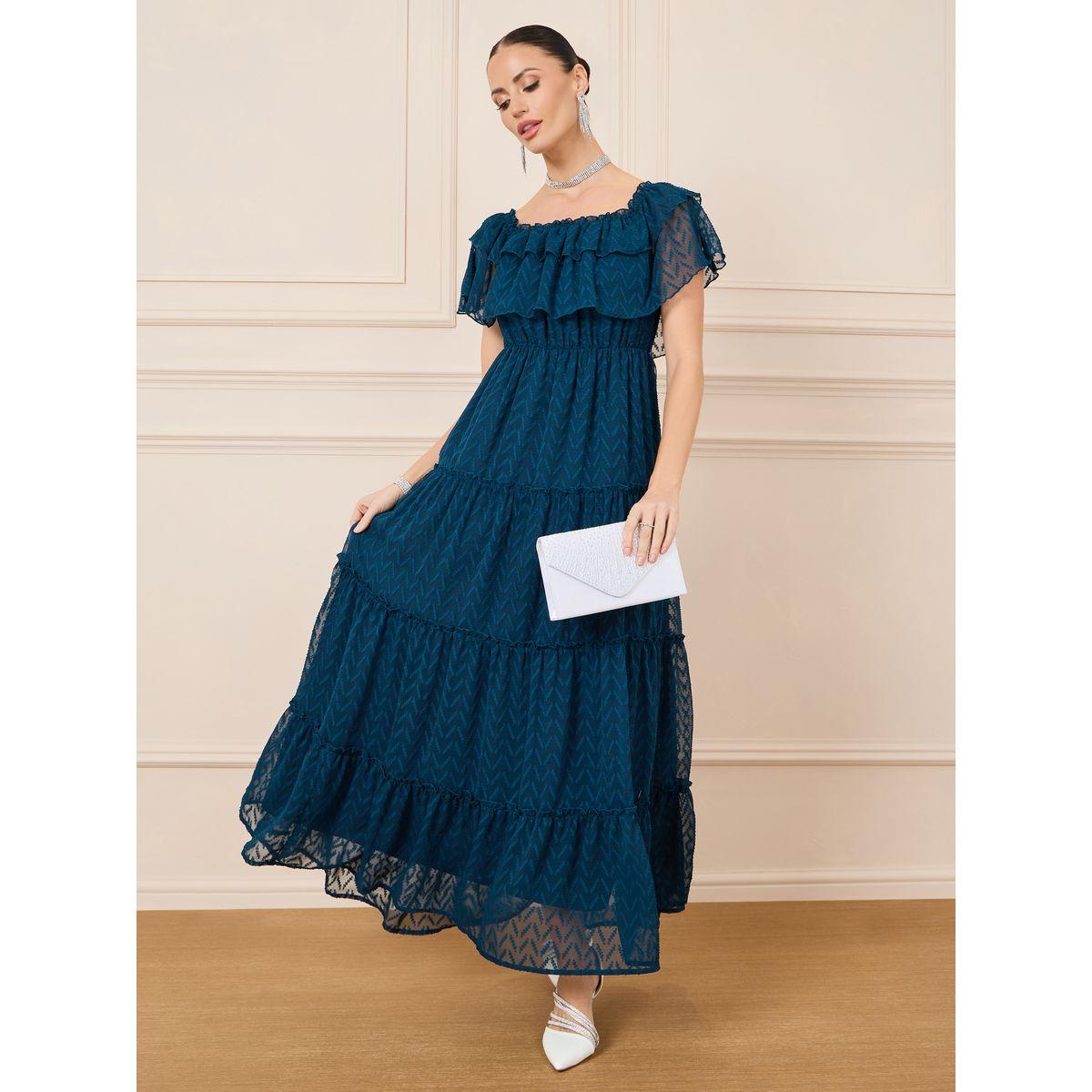 Styli Dobby Zigzag Texture Layer Detail Tiered Maxi Dress-women-clothing-dresses-image-4