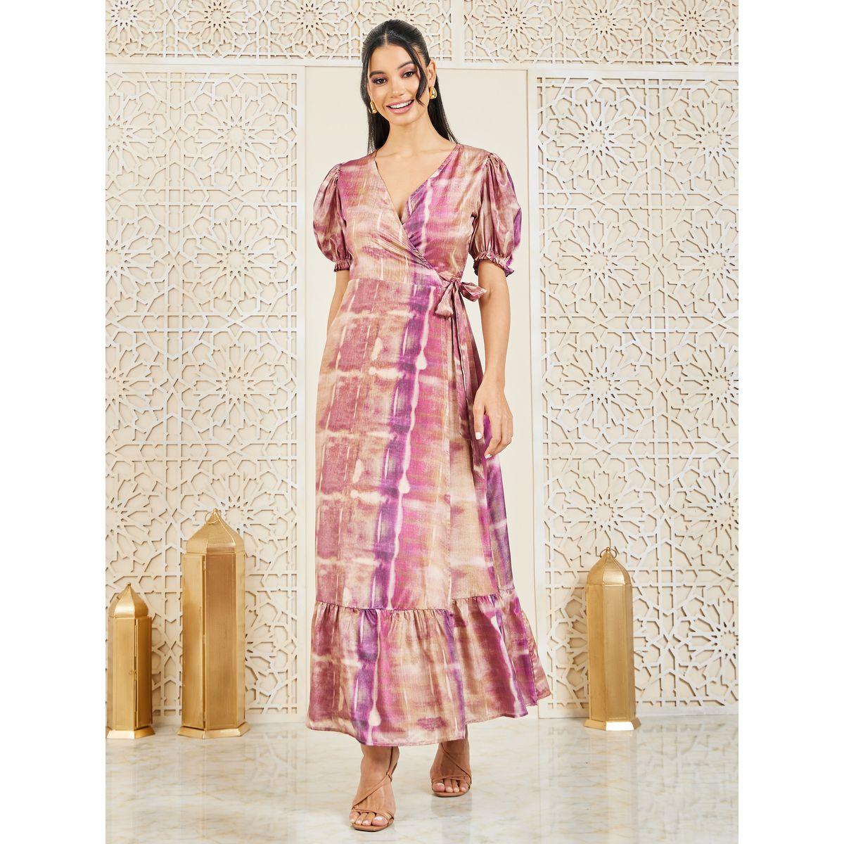 Styli Tie and Dye Print Wrap Maxi Dress-women-clothing-dresses-image-1