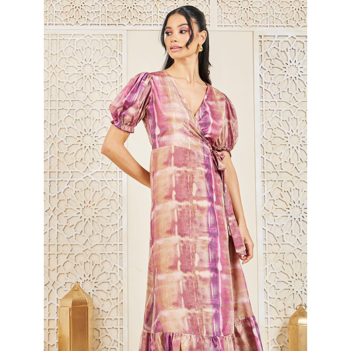 Styli Tie and Dye Print Wrap Maxi Dress-women-clothing-dresses-image-2