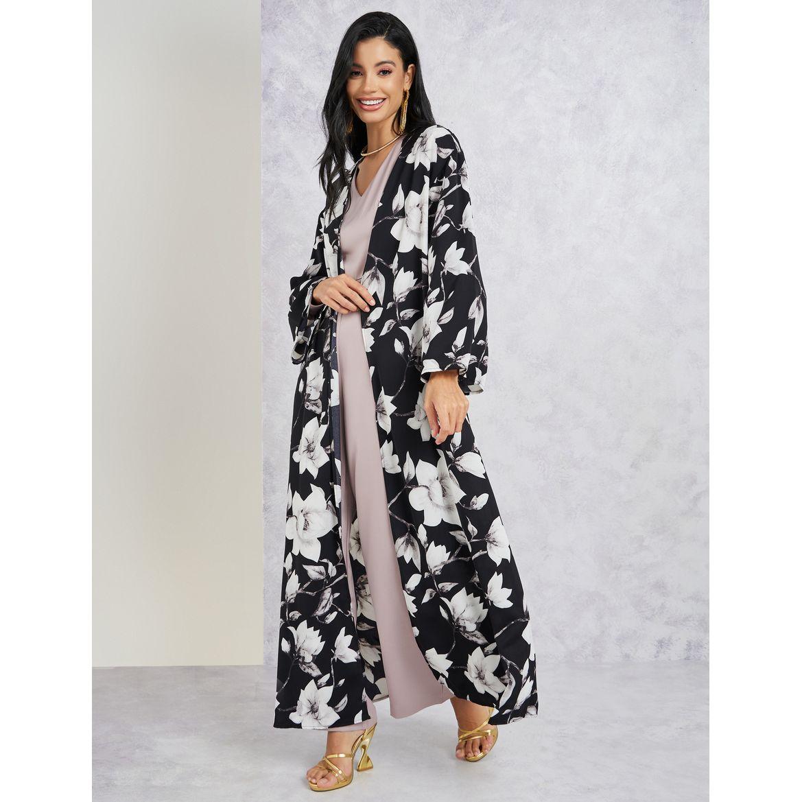 Styli Floral Printed Maxi Kimono with Long Sleeves-women-clothing-shirtsandblouses-shirts-image-1