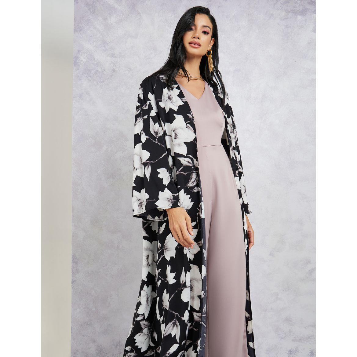 Styli Floral Printed Maxi Kimono with Long Sleeves-women-clothing-shirtsandblouses-shirts-image-2