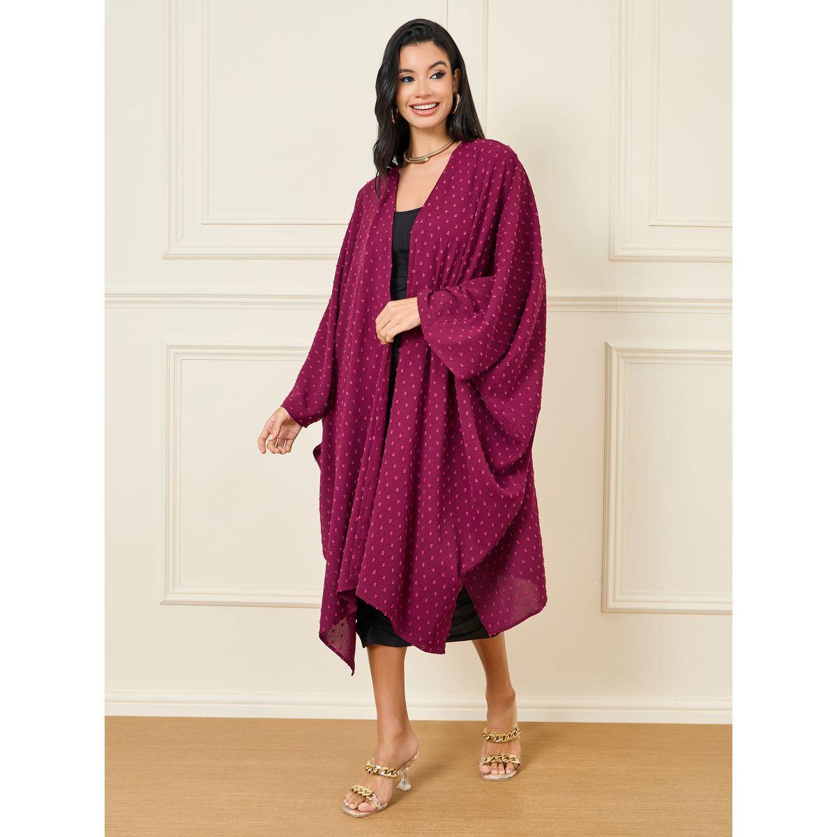 كيمونو واسع بحافة غير متماثلة الطول-women-clothing-shirtsandblouses-shirts-image-2