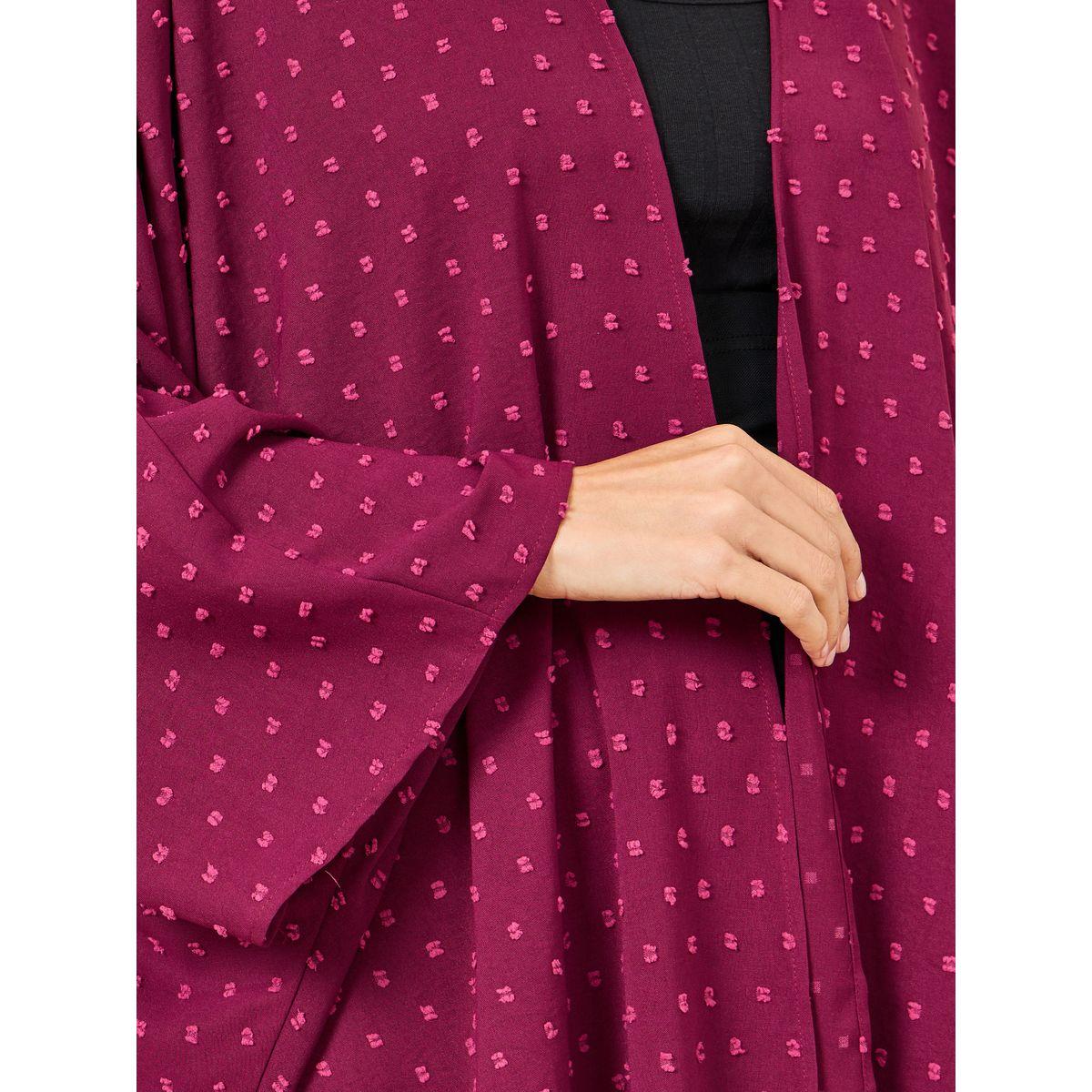 Styli Oversized Dobby Texture Asymmetrical Hem Kimono-women-clothing-shirtsandblouses-shirts-image-3
