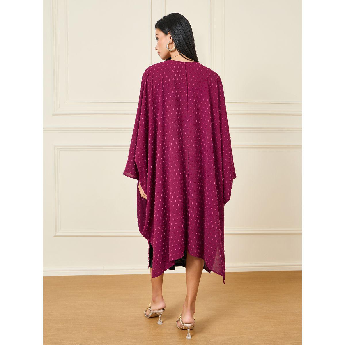 Styli Oversized Dobby Texture Asymmetrical Hem Kimono-women-clothing-shirtsandblouses-shirts-image-4