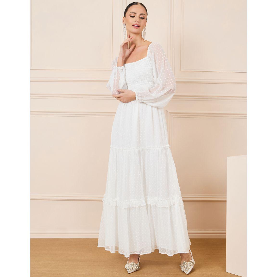 Styli Dobby Smocked Detail Tiered Maxi Dress-women-clothing-dresses-image-1