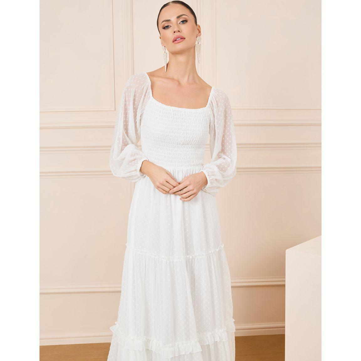 Styli Dobby Smocked Detail Tiered Maxi Dress-women-clothing-dresses-image-2