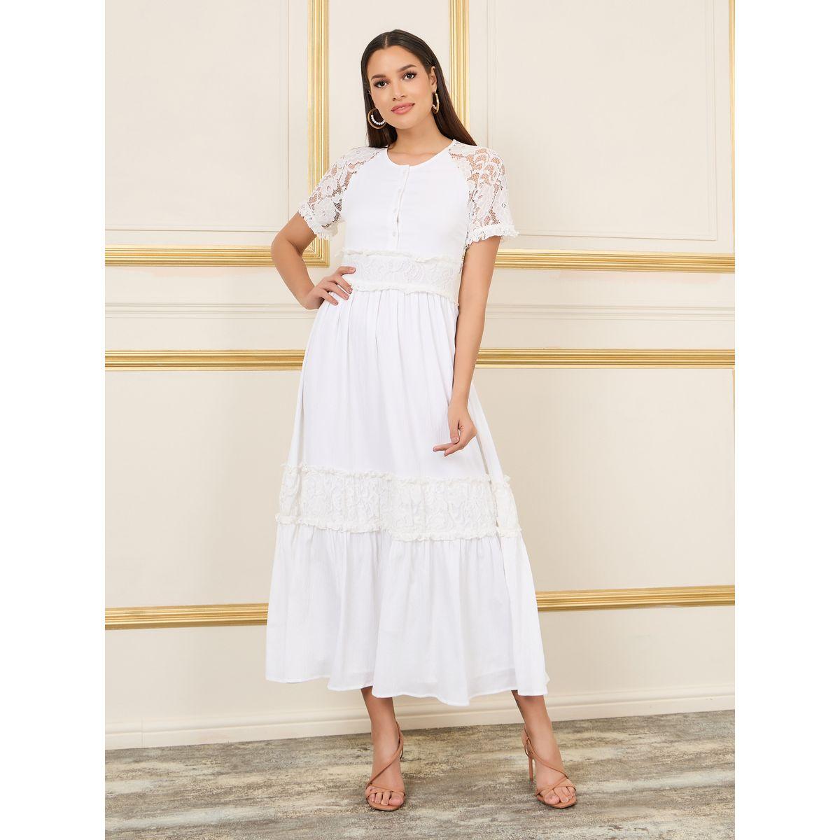 فستان طويل بتفاصيل دانتيل وازرار-women-clothing-dresses-image-1