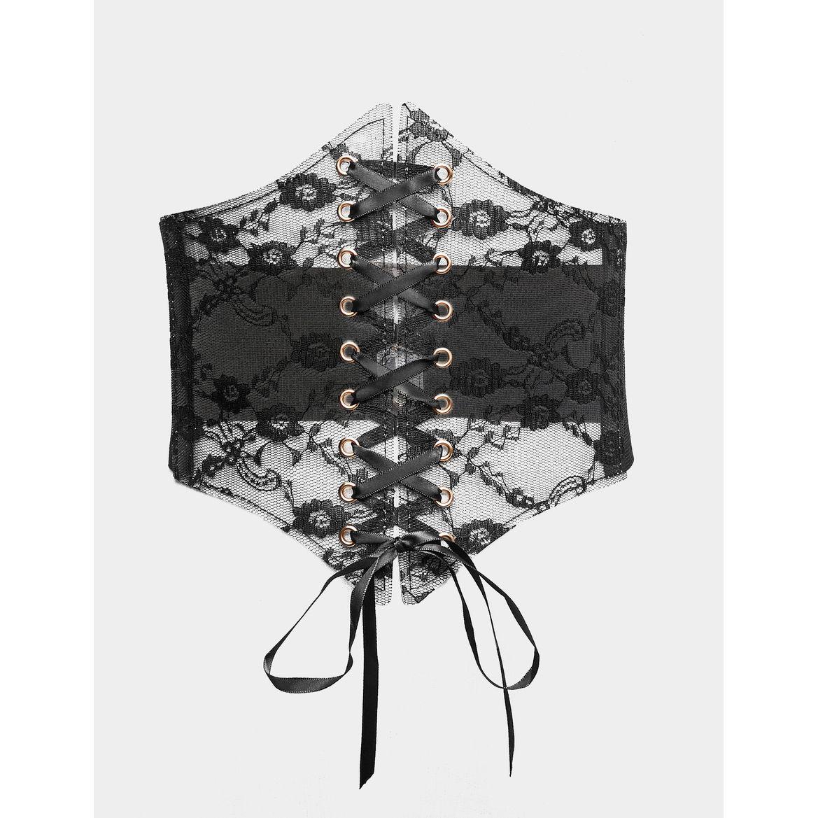 Styli Floral Lace Detail Tie Corset-women-clothingaccessories-belts-image-1