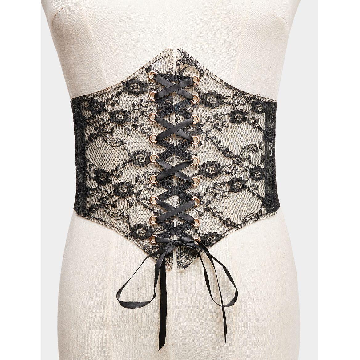 Styli Floral Lace Detail Tie Corset-women-clothingaccessories-belts-image-2