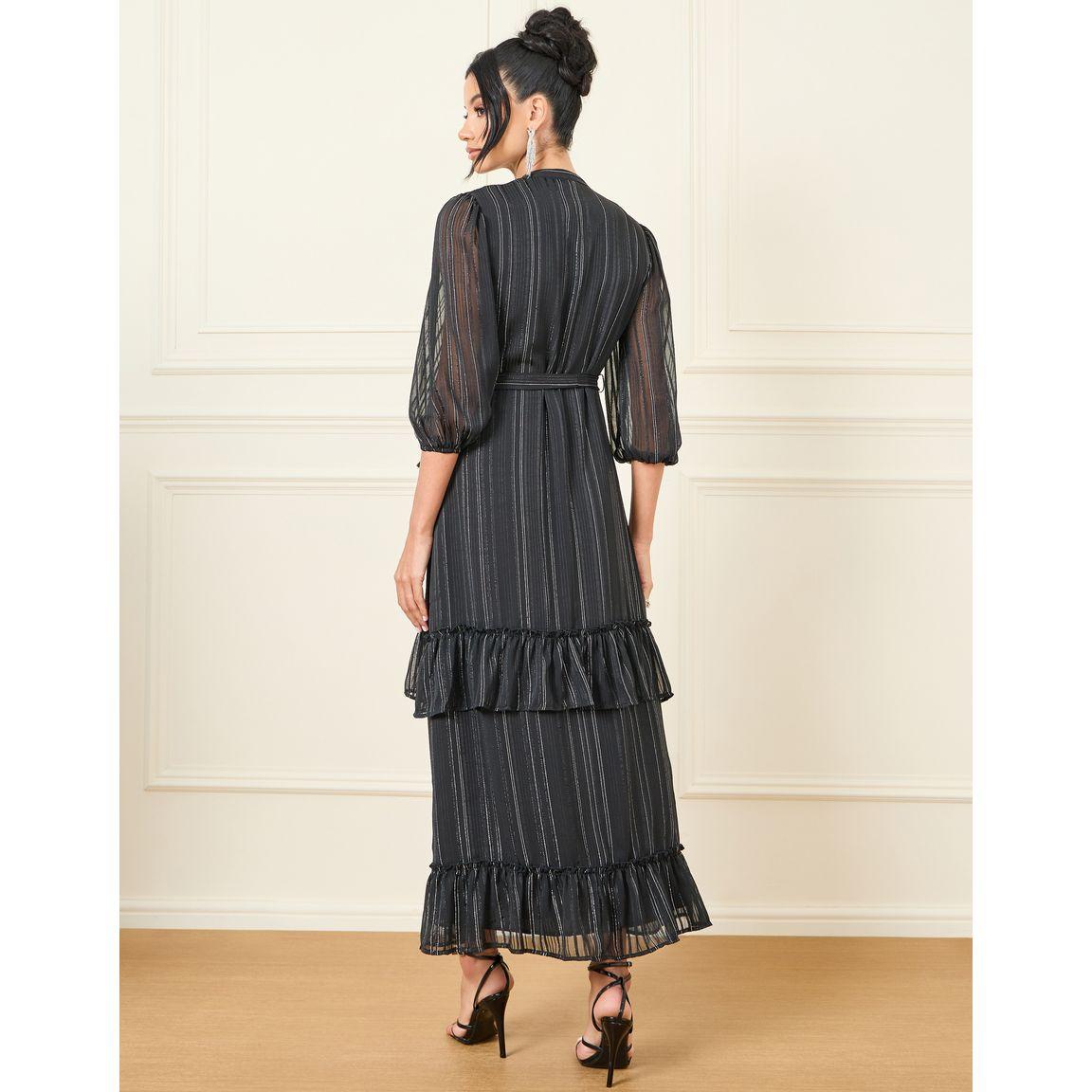 Styli Lurex Striped High Neck Ruffle Detail Tiered Maxi Dress-women-clothing-dresses-image-4