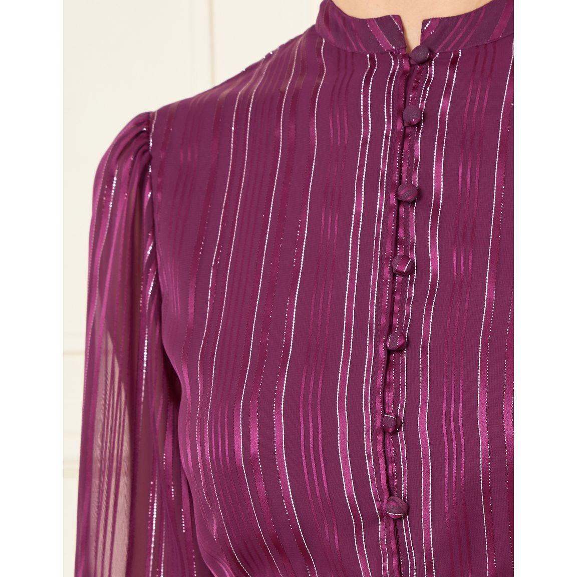 Styli Lurex Striped High Neck Ruffle Detail Tiered Maxi Dress-women-clothing-dresses-image-3