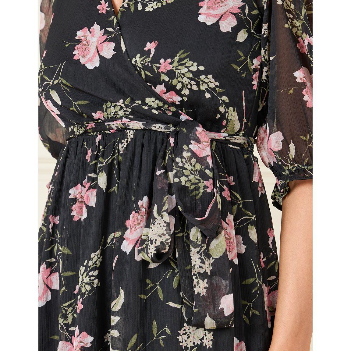 Styli Floral Print Tiered Maxi Dress with Tie Up-women-clothing-dresses-image-3