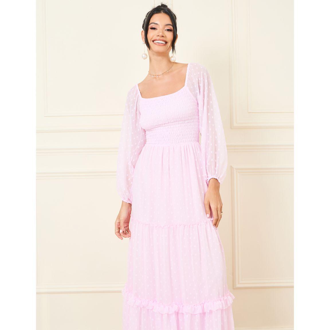 Styli Dobby Smocked Detail Tiered Maxi Dress-women-clothing-dresses-image-2