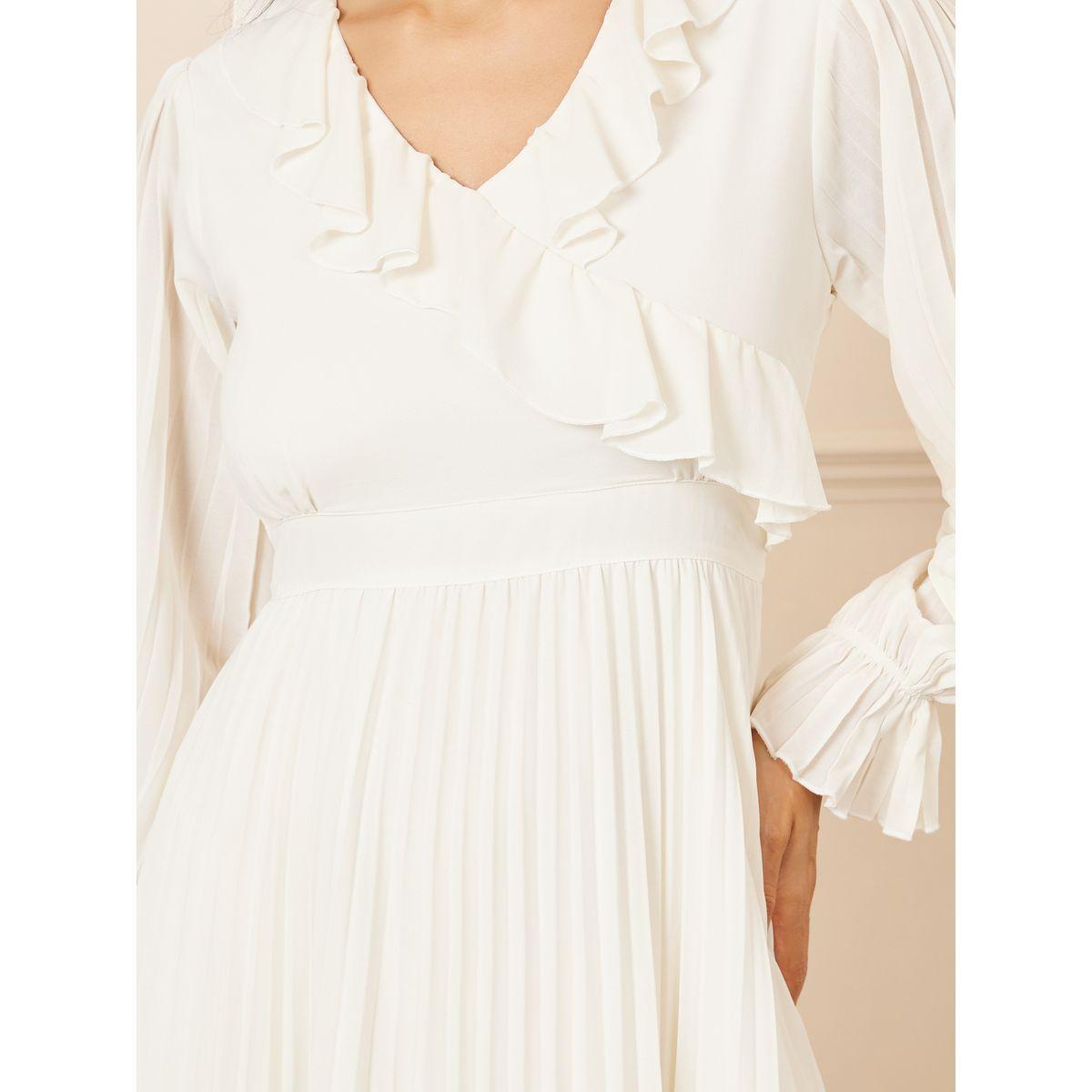 Styli Accordion Pleat Ruffle V Neck A-Line Maxi Dress-women-clothing-dresses-image-3