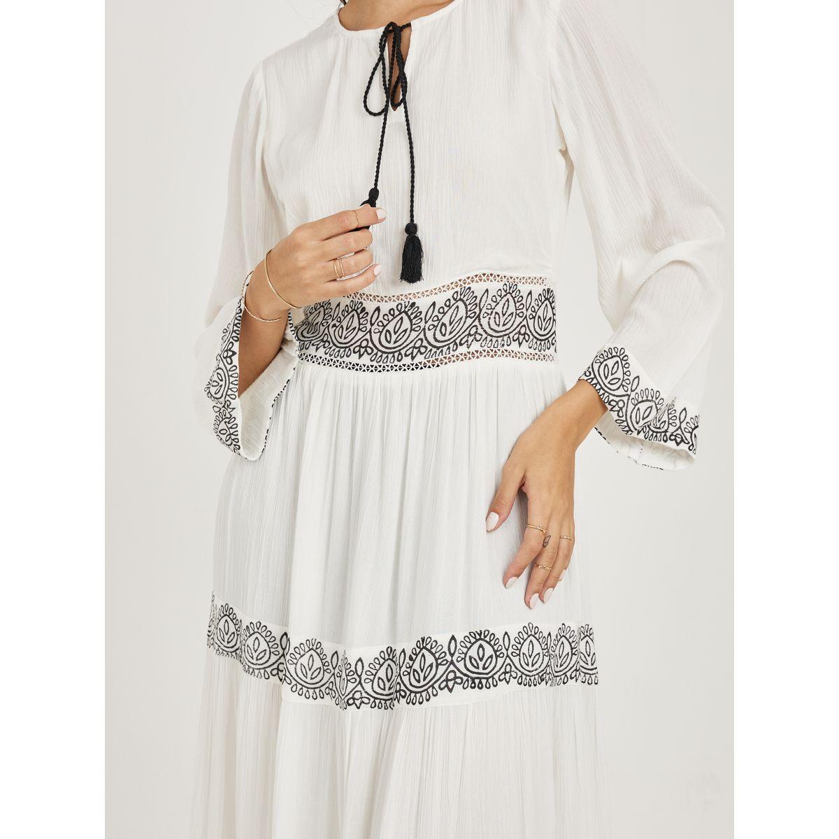 فستان طويل بكسرات مع ياقة بأربطة-women-clothing-dresses-image-3