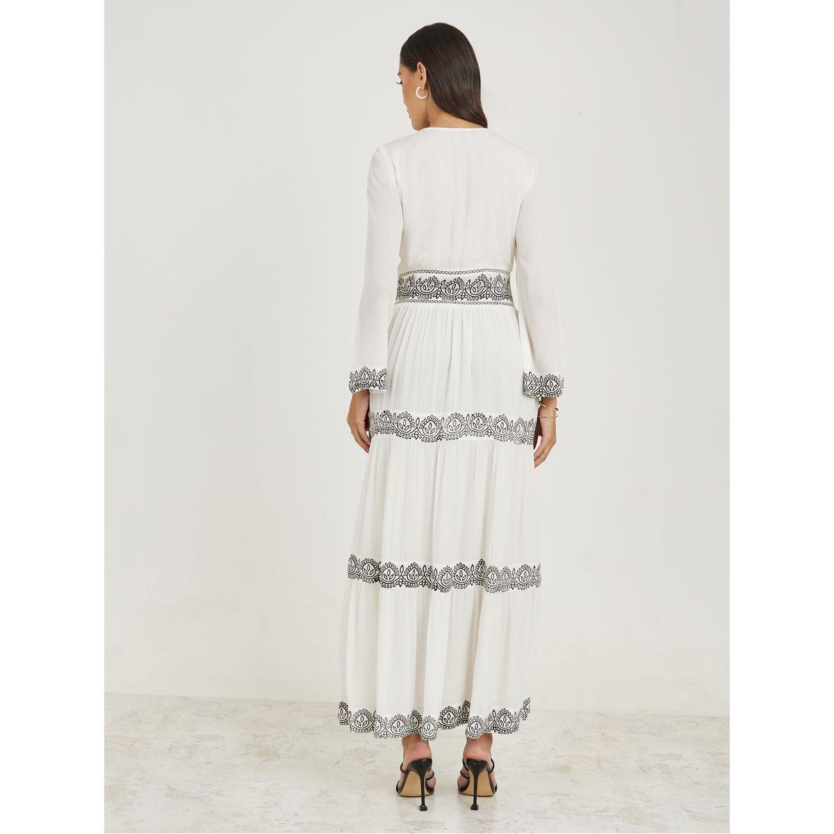 فستان طويل بكسرات مع ياقة بأربطة-women-clothing-dresses-image-4