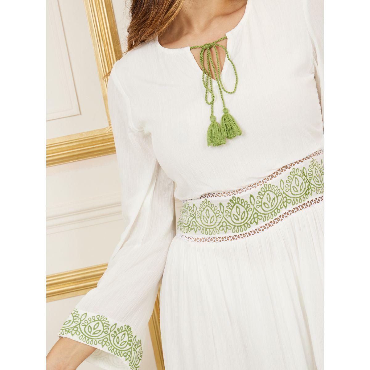 فستان طويل بكسرات مع ياقة بأربطة-women-clothing-dresses-image-3