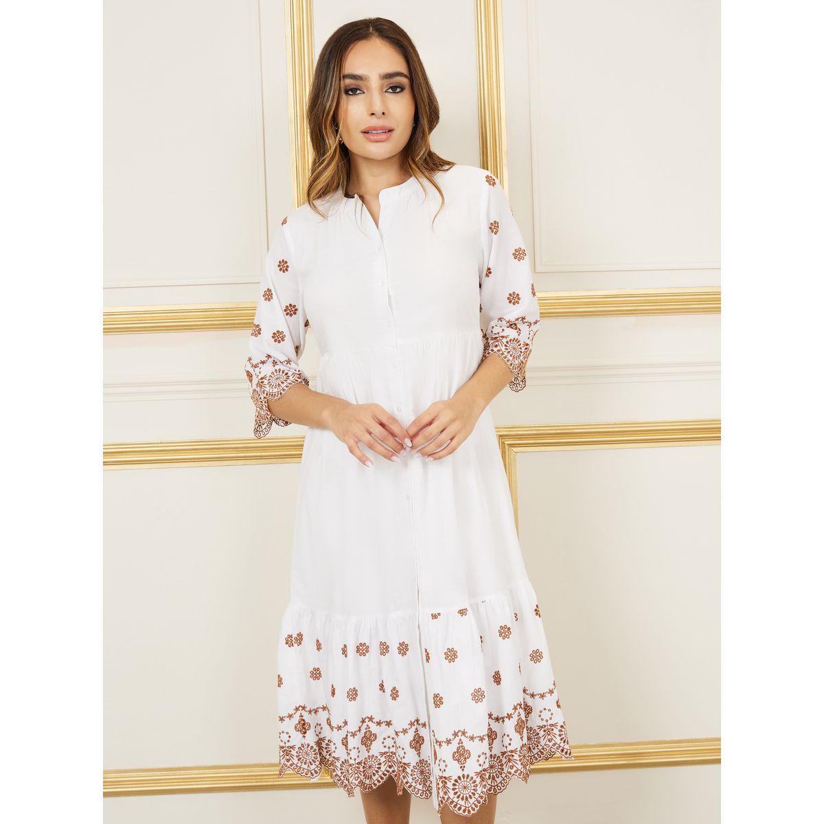 فستان ميدي بكسرات مع ازرار غلق-women-clothing-dresses-image-2