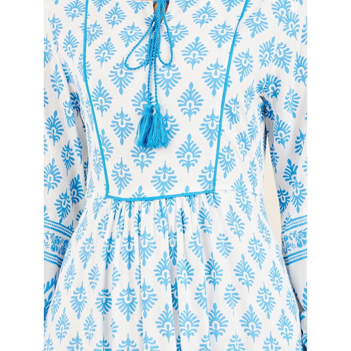 Styli Damask Print Tie Up Neck A-Line  Maxi Dress-women-clothing-dresses-image-3