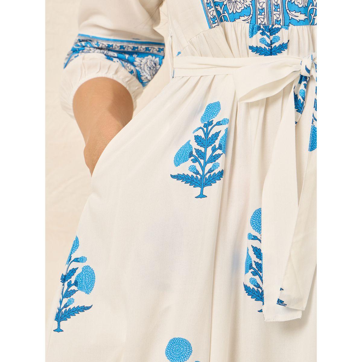Styli All Over Print 3/4 Sleeve A-Line Midi Dress-women-clothing-dresses-image-3