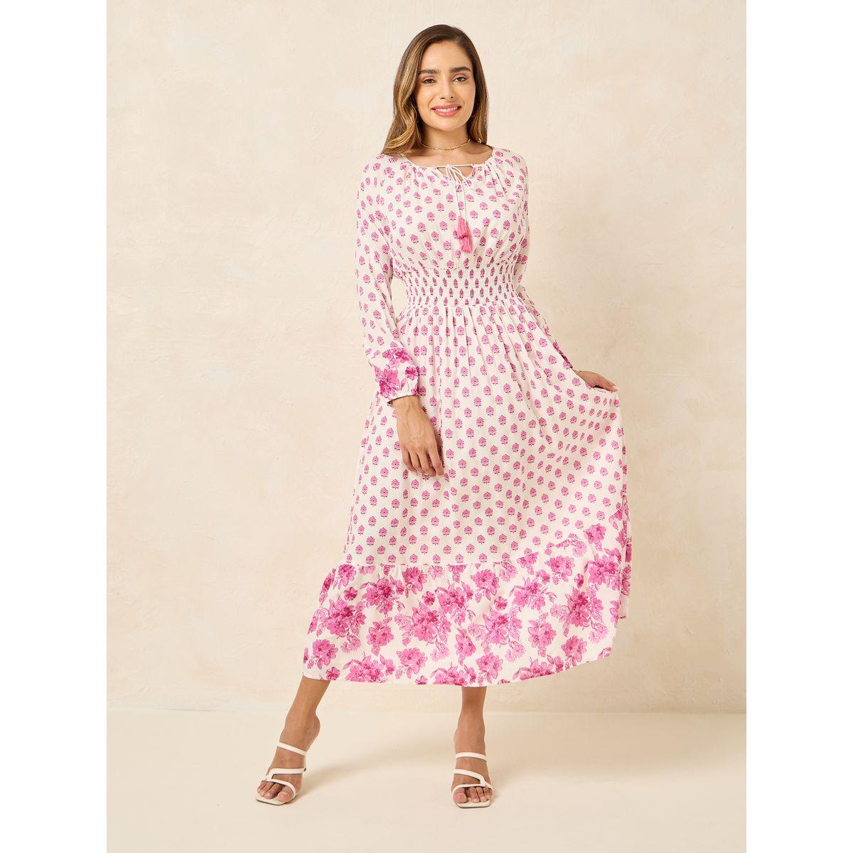 Styli All Over Print Gathered Waist A-Line Maxi Dress-women-clothing-dresses-image-2