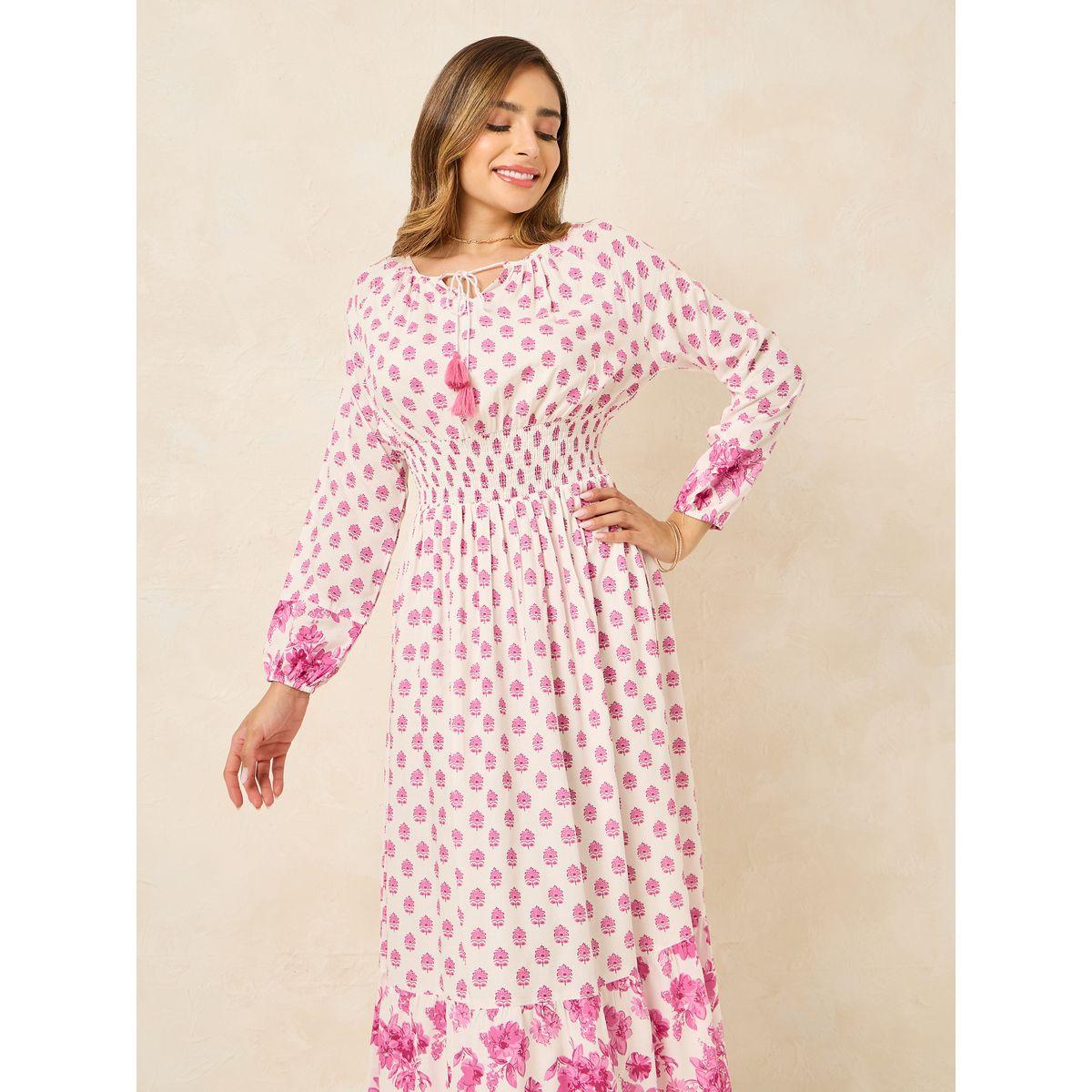 فستان طويل مطبع بالكامل مع كسرات-women-clothing-dresses-image-3