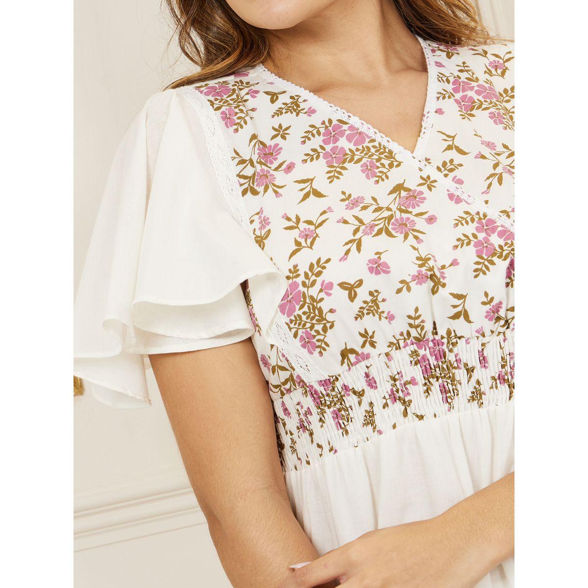 Styli Floral Print Lace Detail A-Line Midi Dress-women-clothing-dresses-image-3