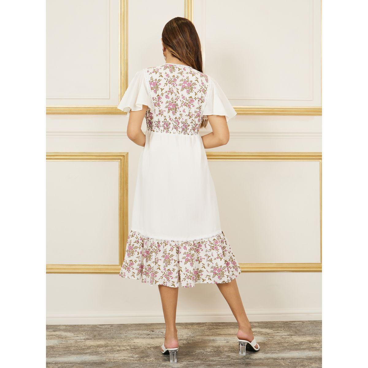 Styli Floral Print Lace Detail A-Line Midi Dress-women-clothing-dresses-image-4