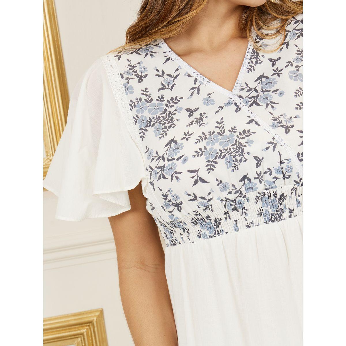 فستان ميدي بطبعة زهور وتفاصيل دانتيل-women-clothing-dresses-image-3